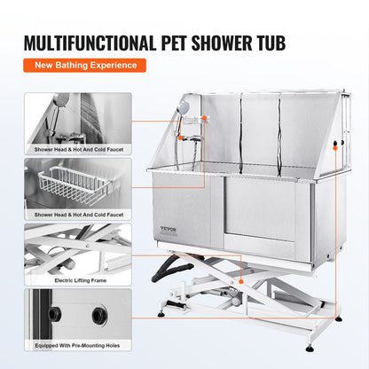 1.27M Dog Cat Pet Care Bathtub Washing Station Electric Height Adjustment