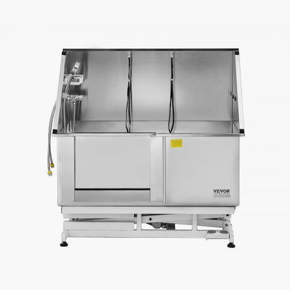 127 cm electric dog grooming tub in stainless steel with water filter left | EU