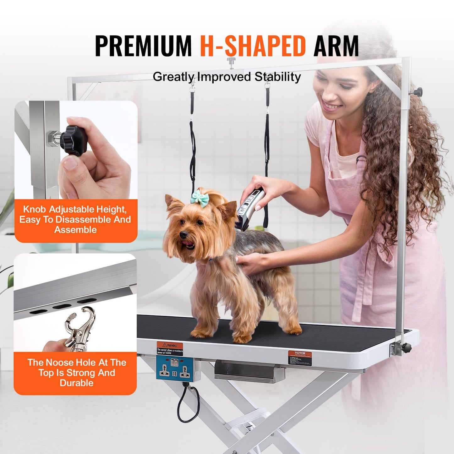 50" Electric Pet Grooming Table, Heavy Duty Dog Grooming Arm for Large Dogs, Height Adjustable Dog Grooming Station, Anti Slip Tabletop/Dog Grooming Station, Max Bearing 400LBS