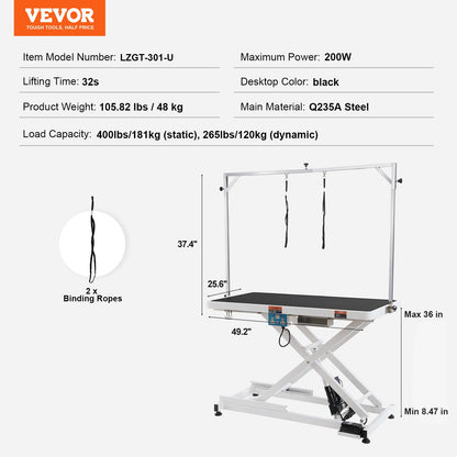 50" Electric Pet Grooming Table, Heavy Duty Dog Grooming Arm for Large Dogs, Height Adjustable Dog Grooming Station, Anti Slip Tabletop/Dog Grooming Station, Max Bearing 400LBS