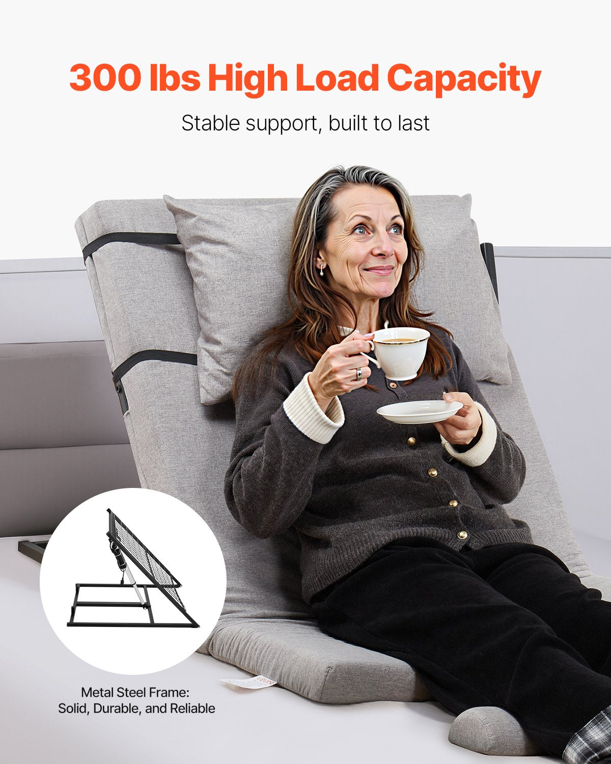 Electric Lifting Backrest for Bed, 300 lbs Capacity, 4-68° Adjustable Lifting Bed Backrest, with Headrest & Legrest, Machine Washable for Cleaning, Fit Pregnant Women Elderly Patient Handicapped