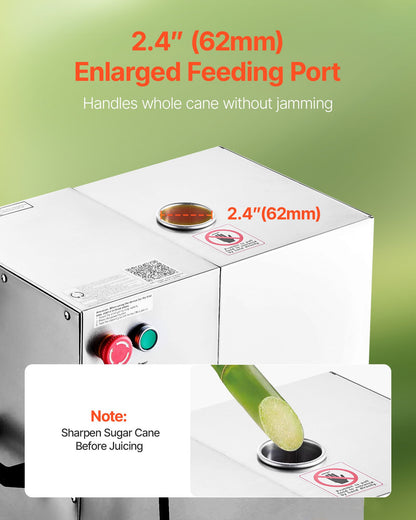 Commercial Sugar Cane Juicer, 800W Electric Sugarcane Juicer Machine with 661LBS/H High Output, 4 Stainless Steel Rollers, Sugar Cane Press Juice Extractor Squeezer for Home/Commercial Use