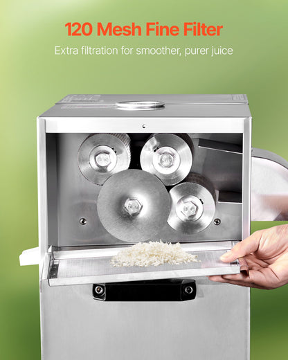 Commercial Sugar Cane Juicer, 800W Electric Sugarcane Juicer Machine with 661LBS/H High Output, 4 Stainless Steel Rollers, Sugar Cane Press Juice Extractor Squeezer for Home/Commercial Use