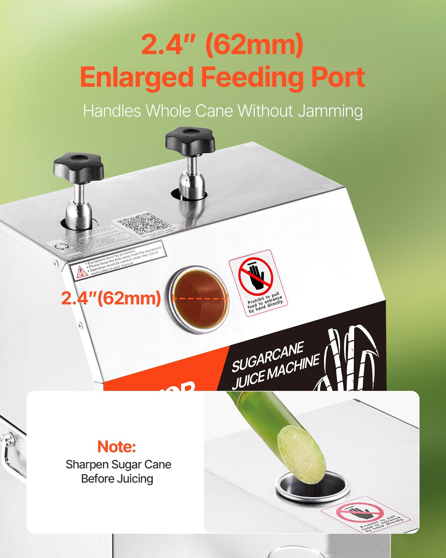 Commercial Sugar Cane Juicer, 750W Electric Sugarcane Juicer Machine with 661LBS/H High Output, 3 Stainless Steel Rollers, Sugarcane Juice Press Extractor Squeezer on Wheels for Home/Commercial