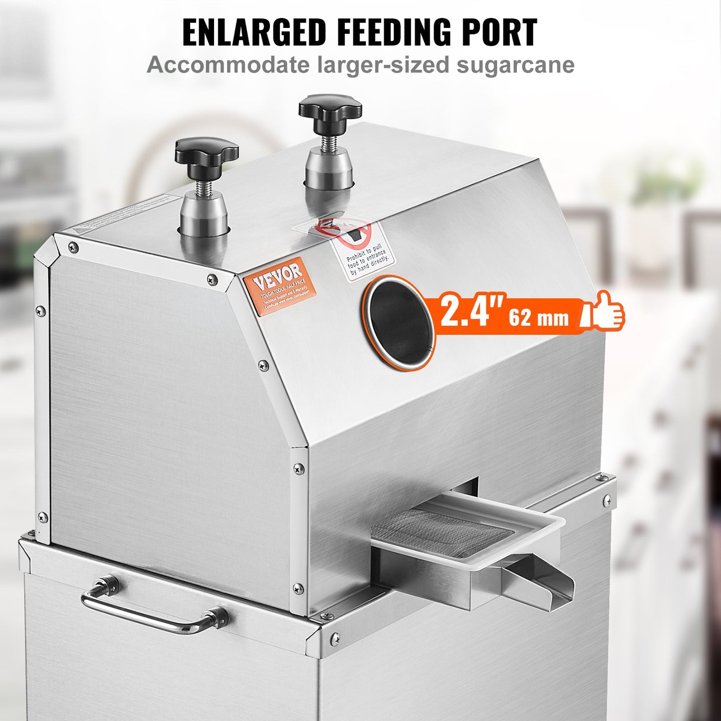 750W elektrisk sockerrörsjuicer 661LBS/H Utgång 3 rullar 2,4" stort inlopp