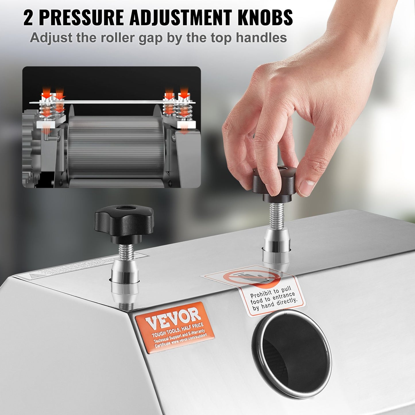 750W elektrisk sockerrörsjuicer 661LBS/H Utgång 3 rullar 2,4" stort inlopp