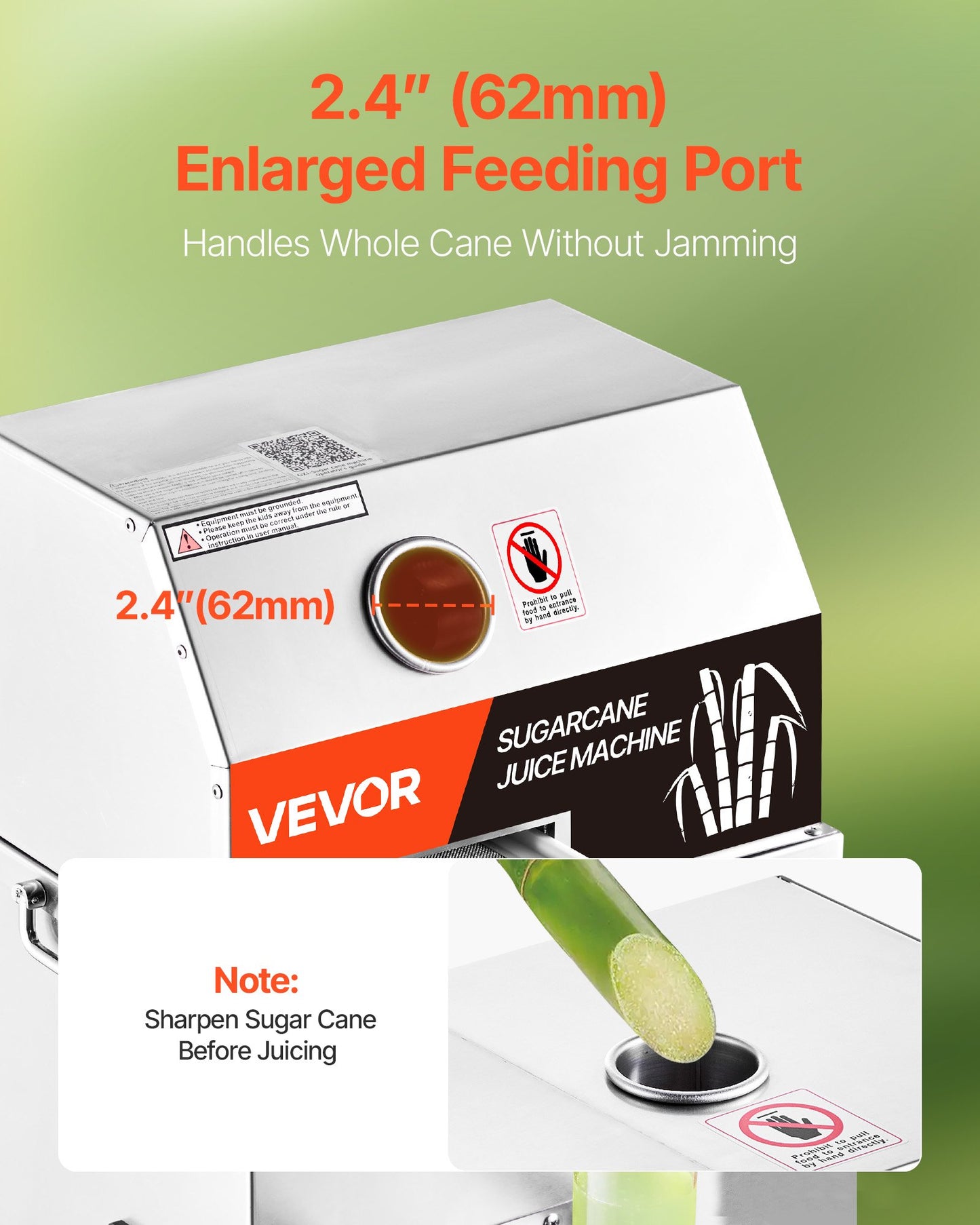 Commercial Sugar Cane Juicer, 800W Electric Sugarcane Juicer Machine with 661LBS/H High Output, 3 Stainless Steel Rollers, Sugar Cane Press Juice Extractor Squeezer on Wheels for Home/Commercial