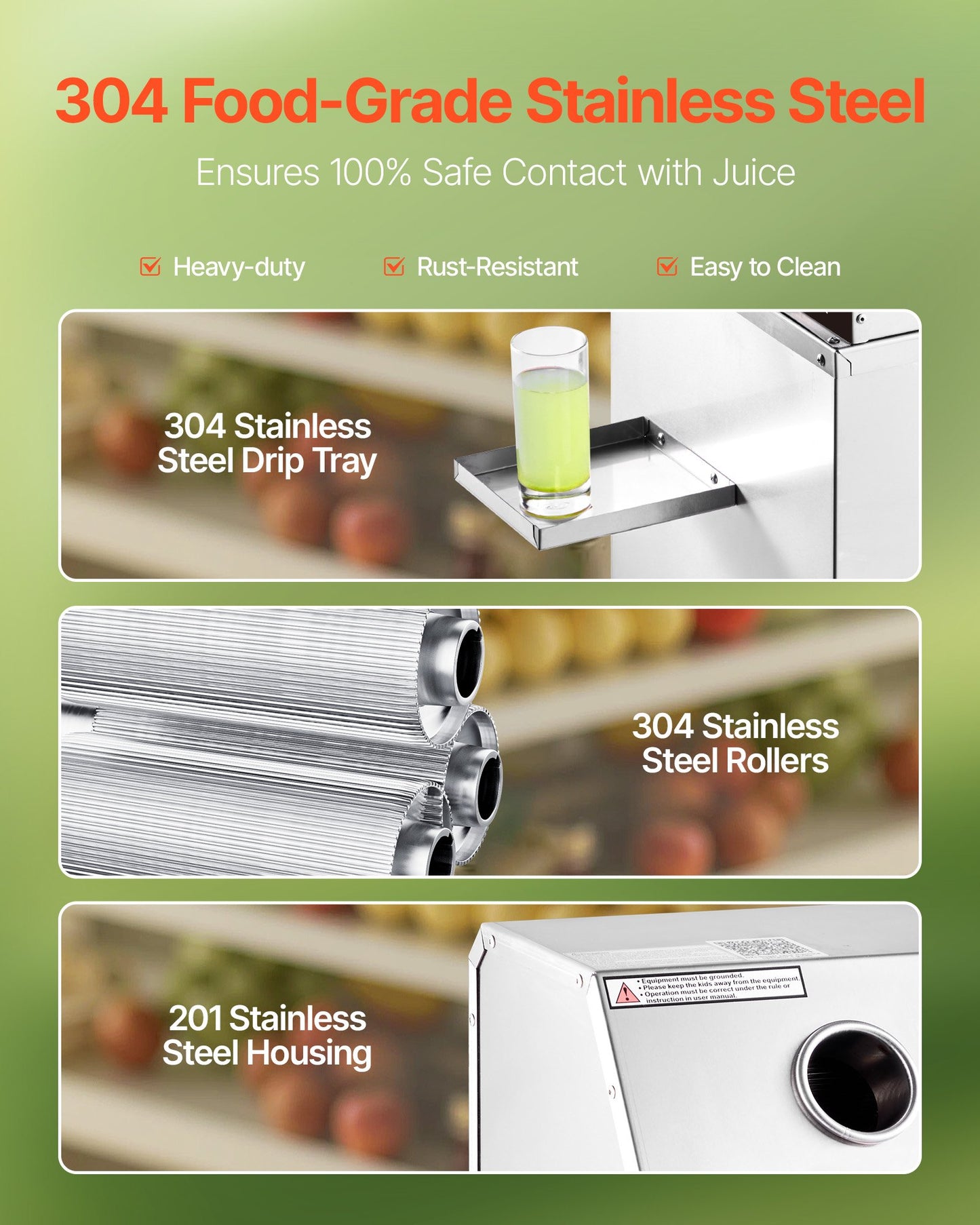 Commercial Sugar Cane Juicer, 800W Electric Sugarcane Juicer Machine with 661LBS/H High Output, 3 Stainless Steel Rollers, Sugar Cane Press Juice Extractor Squeezer on Wheels for Home/Commercial