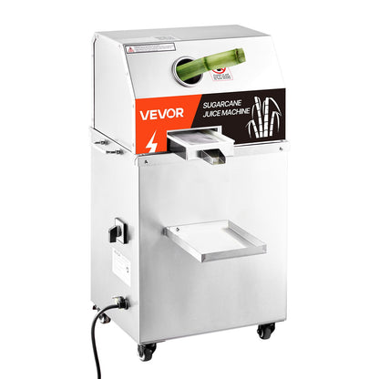 Commercial Sugar Cane Juicer, 800W Electric Sugarcane Juicer Machine with 661LBS/H High Output, 3 Stainless Steel Rollers, Sugar Cane Press Juice Extractor Squeezer on Wheels for Home/Commercial
