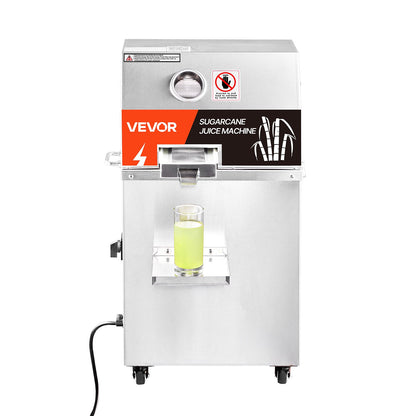 Commercial Sugar Cane Juicer, 800W Electric Sugarcane Juicer Machine with 661LBS/H High Output, 3 Stainless Steel Rollers, Sugar Cane Press Juice Extractor Squeezer on Wheels for Home/Commercial