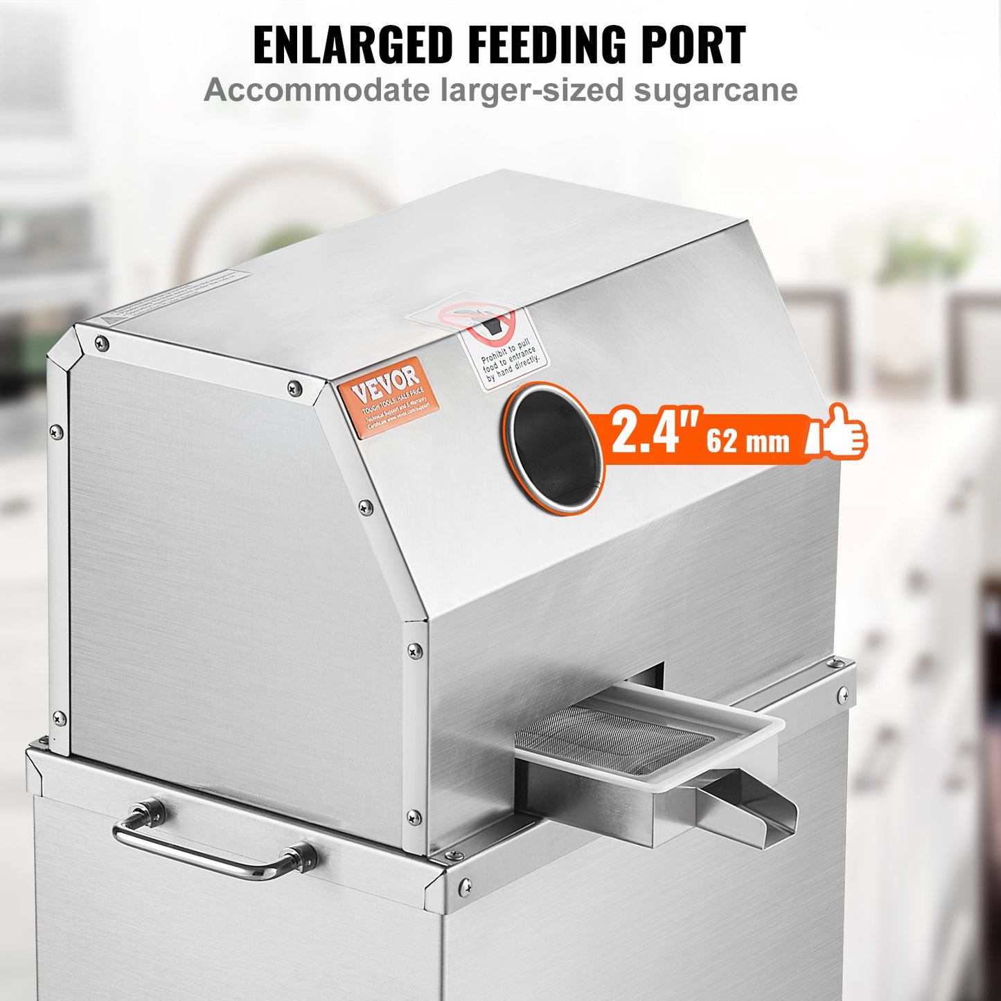 800W elektrisk sockerrörsjuicer 661LBS/H Utgång 3 rullar 2,4" stort inlopp