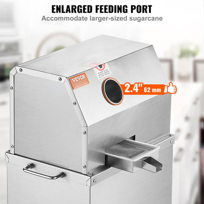 800W elektrisk sockerrörsjuicer 661LBS/H Utgång 3 rullar 2,4" stort inlopp