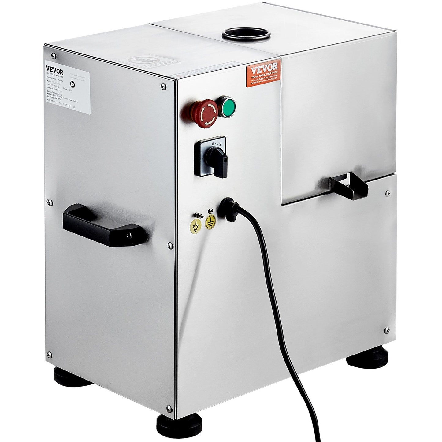 Elektrischer Zuckerrohr-Entsafter, 800 W, Leistung 661 Pfund/Stunde, 4 Rollen, 2,4 Zoll großer Einlass