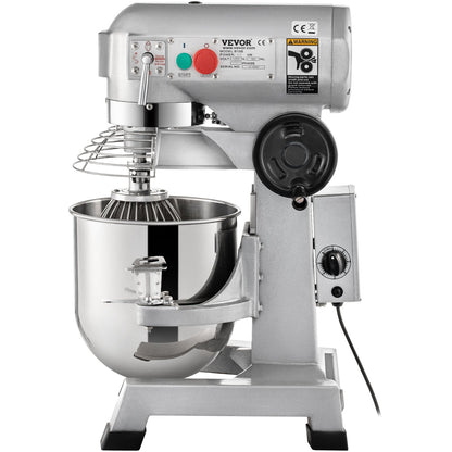 Commercial Stand Mixer, 10Qt rostfritt stål skål, 850W Heavy Duty elektrisk matmixer med 3 hastigheter justerbar 113/184/341 rpm, degkrok visp medföljer, perfekt för bageri pizzeria