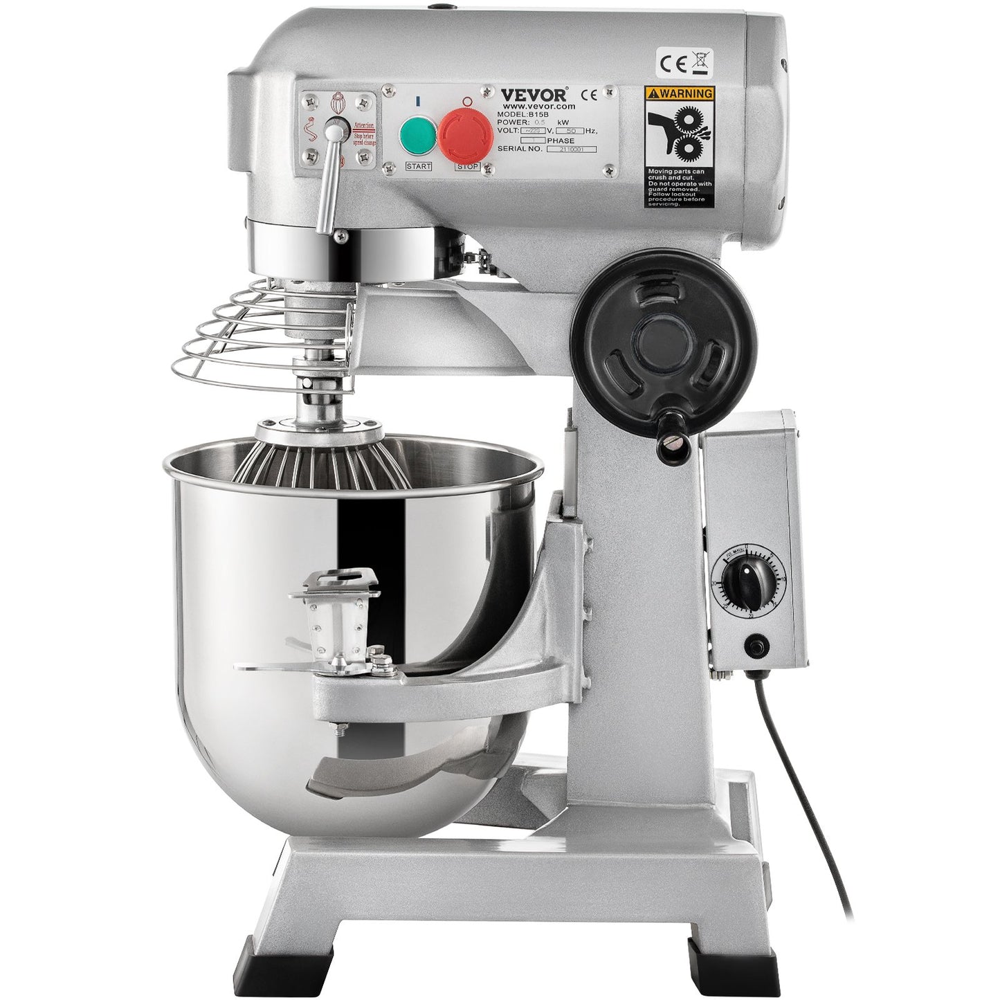 Commercial Stand Mixer, 30Qt Stainless Steel Bowl, 1500W Heavy Duty Electric Food Mixer with 3 Speeds Adjustable 108/199/382 RPM, Dough Hook Whisk Included, Perfect for Bakery Pizzeria