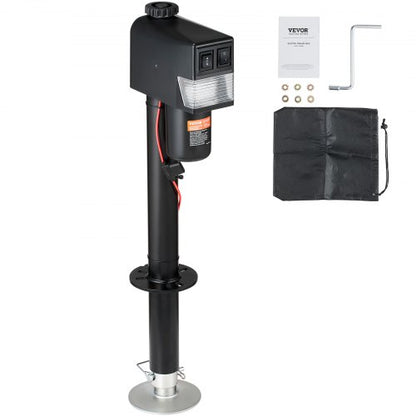 Electric Trailer Jack, Power Tongue Jack Weight Capacity 3500 lbs, 9.84"-33.85" Electric Tongue Jack with Waterproof Cover for Lifting RV Trailer, Horse Trailer, Utility Trailer, Yacht Trailer