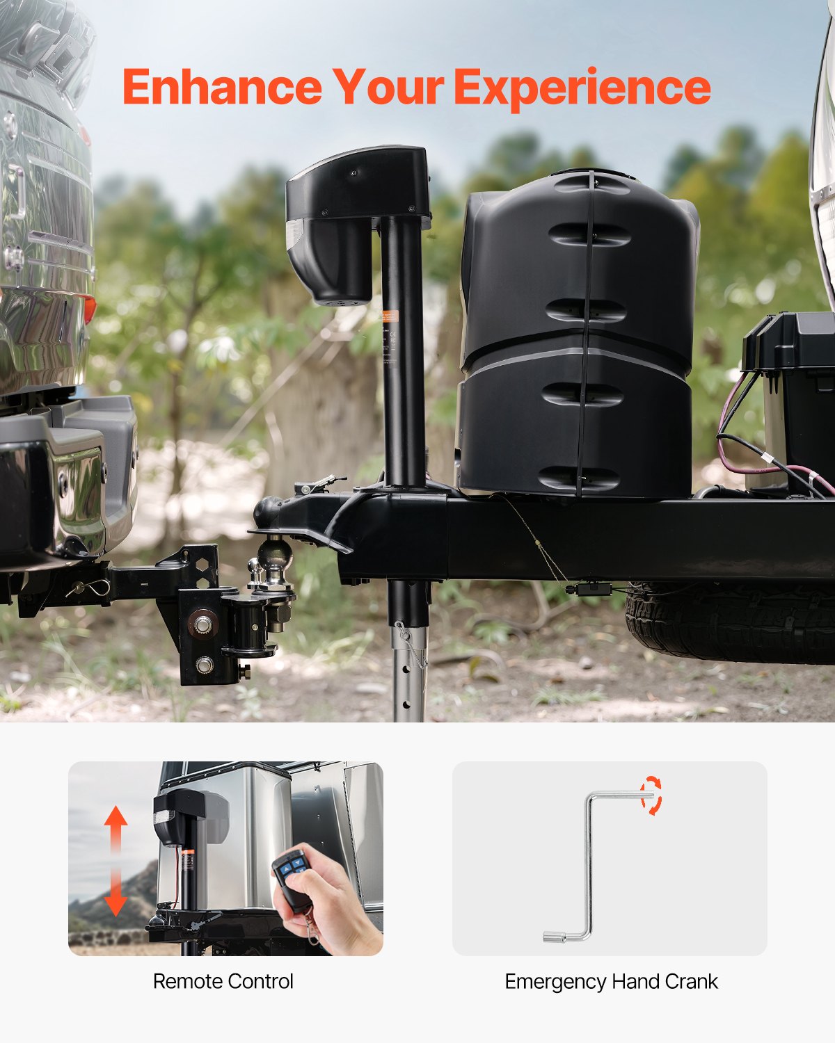 Electric Trailer Jack, 5000 lbs, Heavy Duty RV Electric Power Tongue Jack with 2 Way Connector, Remote Control, Crank Handle & Weatherproof Jack Cover, 10"-28.3" Lift, for Trailers & Campers