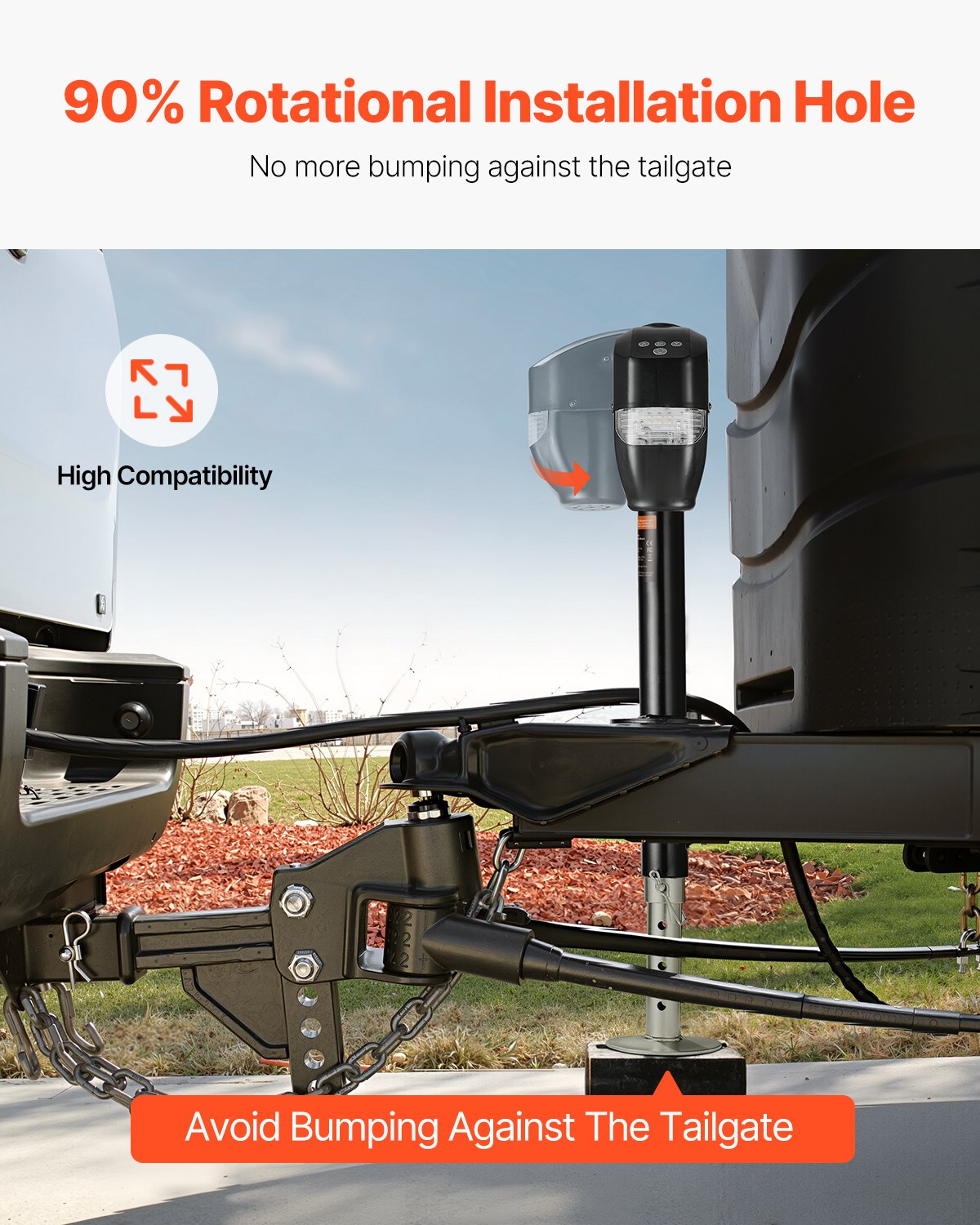 Electric Trailer Jack, 5000 lbs, Heavy Duty RV Electric Power Tongue Jack with 2 Way Connector, Remote Control, Crank Handle & Weatherproof Jack Cover, 10"-28.3" Lift, for Trailers & Campers