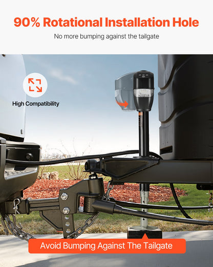 Electric Trailer Jack, 5000 lbs, Heavy Duty RV Electric Power Tongue Jack with 2 Way Connector, Remote Control, Crank Handle & Weatherproof Jack Cover, 10"-28.3" Lift, for Trailers & Campers