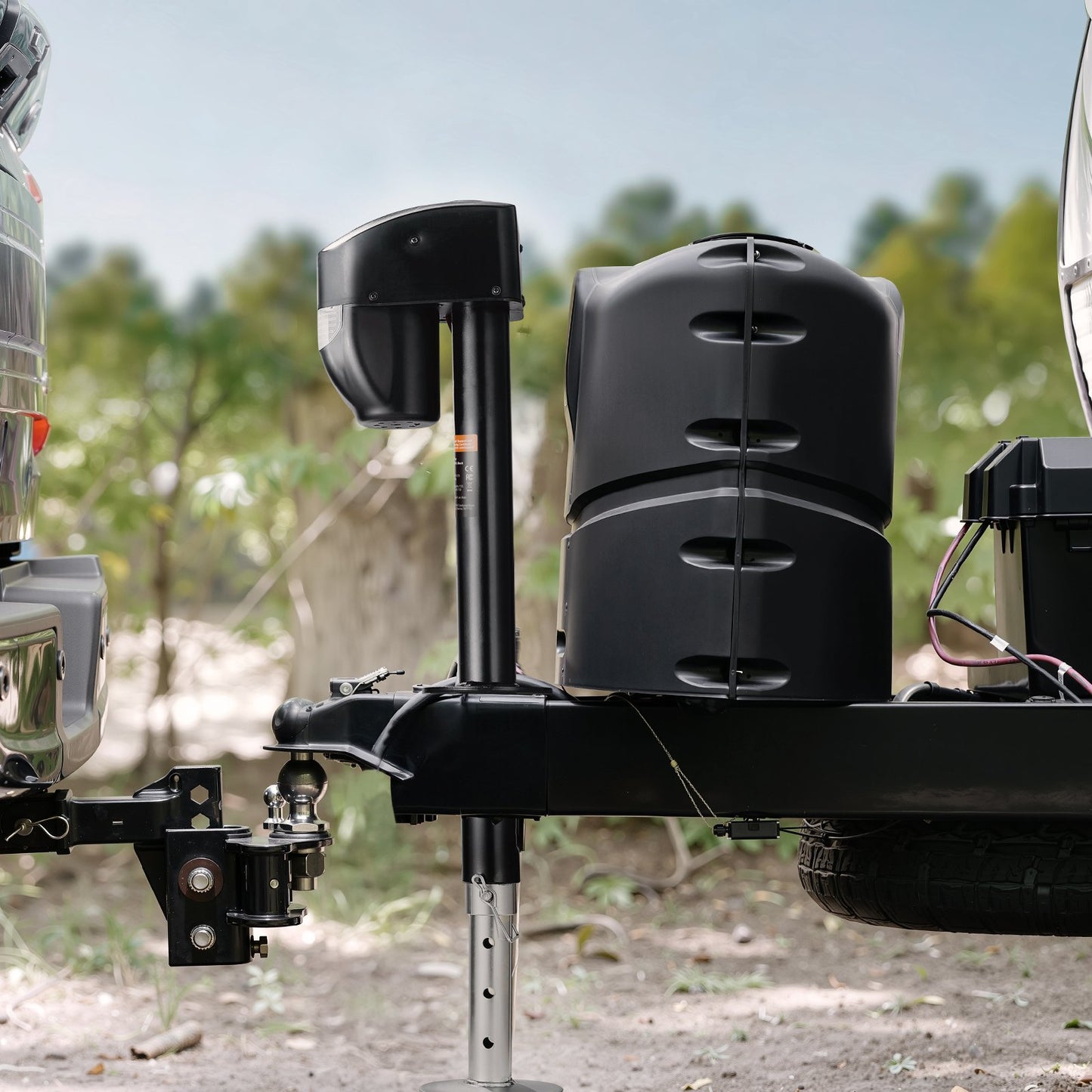 Electric Trailer Jack, 5000 lbs, Heavy Duty RV Electric Power Tongue Jack with 2 Way Connector, Remote Control, Crank Handle & Weatherproof Jack Cover, 10"-28.3" Lift, for Trailers & Campers