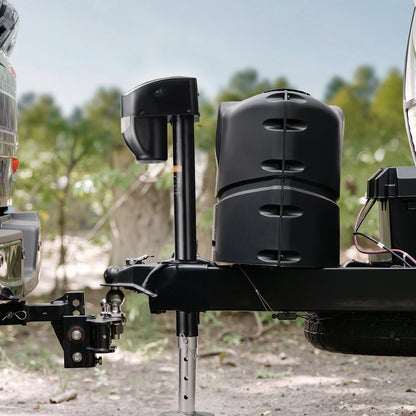 Electric Trailer Jack, 5000 lbs, Heavy Duty RV Electric Power Tongue Jack with 2 Way Connector, Remote Control, Crank Handle & Weatherproof Jack Cover, 10"-28.3" Lift, for Trailers & Campers