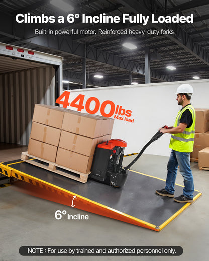 Electric Pallet Jack, 4400 lbs Load Capacity, Lithium Battery Powered Pallet Jack Truck with 48L x 27W Inch Forks for Material Handling, Suitable for Warehouse, Supermarket, Manufacturing