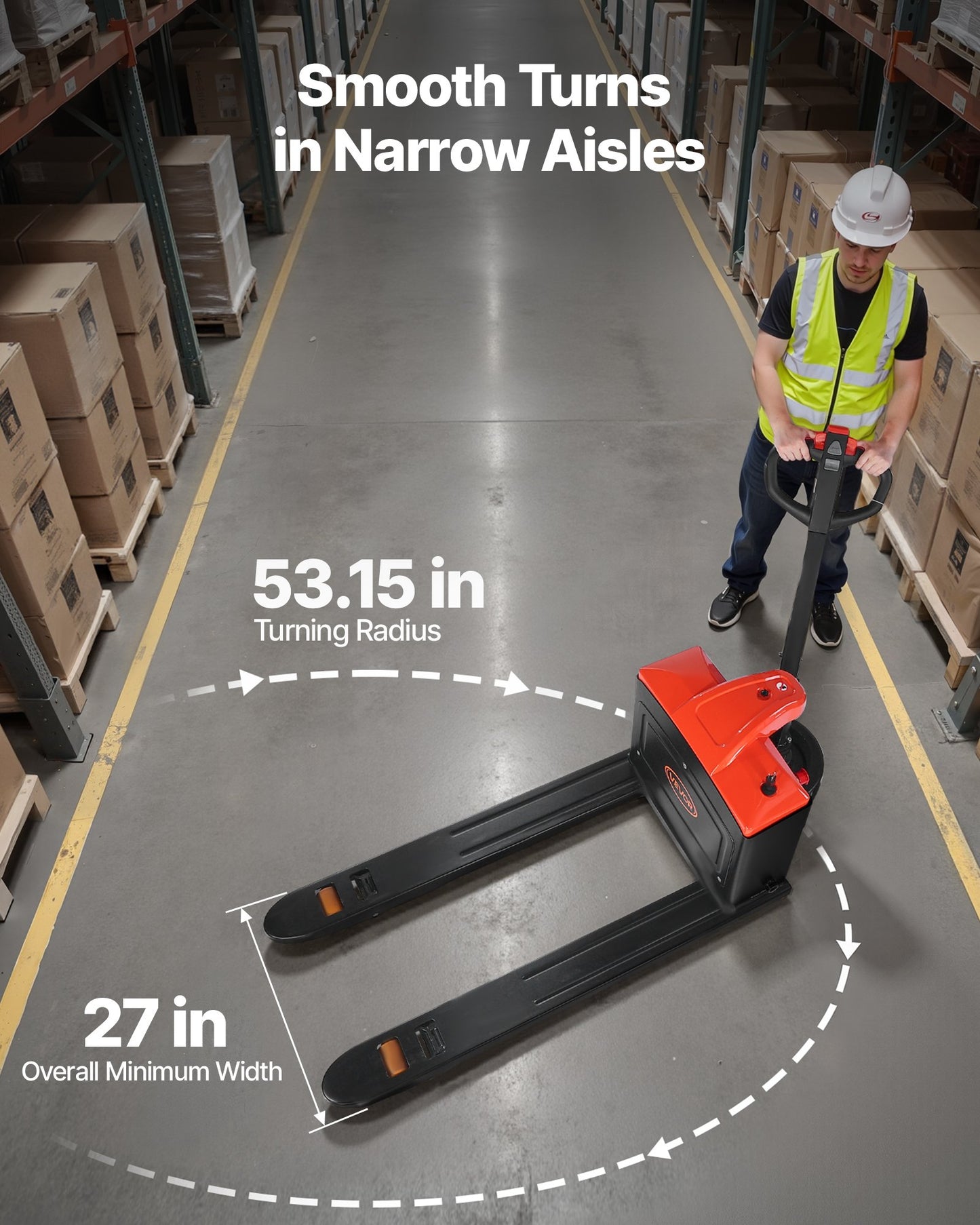 Electric Pallet Jack, 4400 lbs Load Capacity, Lithium Battery Powered Pallet Jack Truck with 48L x 27W Inch Forks for Material Handling, Suitable for Warehouse, Supermarket, Manufacturing