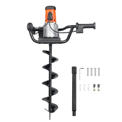 Electric Post Hole Digger, 5.71 in Auger Bit with 1500W Powerful Motor, 140 RPM Alloy Steel Earth Auger Drill Bit with 10.24 in Extension Rod, for Post Hole Digging, Drilling & Tree Planting