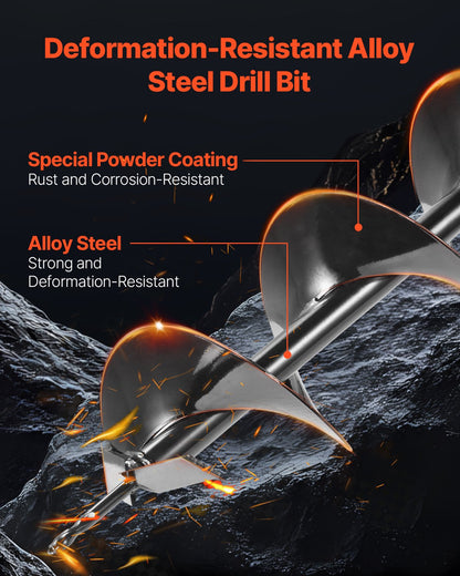 Electric Post Hole Digger, 5.71 in Auger Bit with 1500W Powerful Motor, 140 RPM Alloy Steel Earth Auger Drill Bit with 10.24 in Extension Rod, for Post Hole Digging, Drilling & Tree Planting