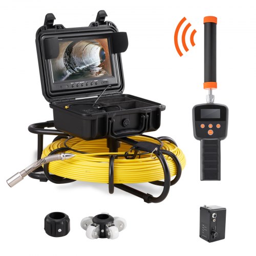 Sewer Camera with 512Hz Locator,300 ft/91.5 m, 9" Pipeline Inspection Camera with DVR Function, IP68 Camera with 12 Adjustable LEDs, A 16 GB SD Card for Sewer Line, Home, Duct Drain Pipe Plumbin