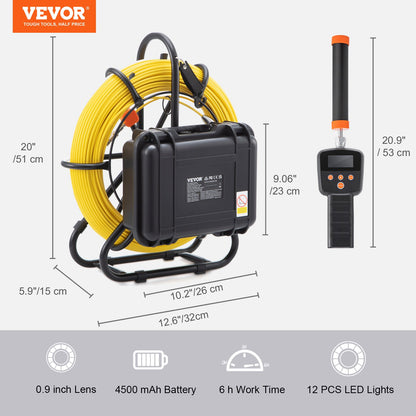 Sewer Camera Pipe Inspection Camera with 512 Hz Probe 9-inch 720p Display 300 Feet
