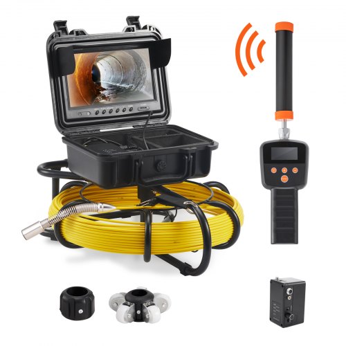 Sewer Camera with 512Hz Locator, 164 ft/50 m, 9" Pipeline Inspection Camera with DVR Function, IP68 Camera with 12 Adjustable LEDs, A 16 GB SD Card for Sewer Line, Home, Duct Drain Pipe Plumbing