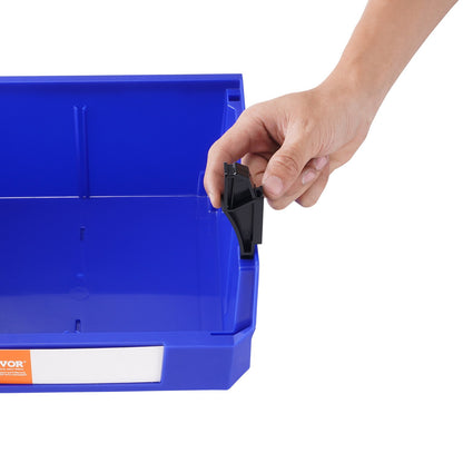 Kunststoff-Aufbewahrungsbehälter (27,9 x 27,9 x 12,7 cm), stapelbare Aufbewahrungsbehälter zum Aufhängen, blau/rot, 6er-Pack, robuste Stapelbehälter für die Organisation von Schränken, Küchen, Büros oder Vorratskammern