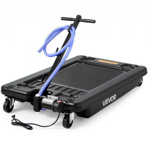 Low Profile Oil Drain Pan, 17 Gallon Capacity, Rolling Oil Drain Pan with Electric Pump, 7.2 ft Hose & T Folding Handle, Leak-proof & Corrosion-resistant, Fit for Cars, SUVs, Trucks, ATVs, Black