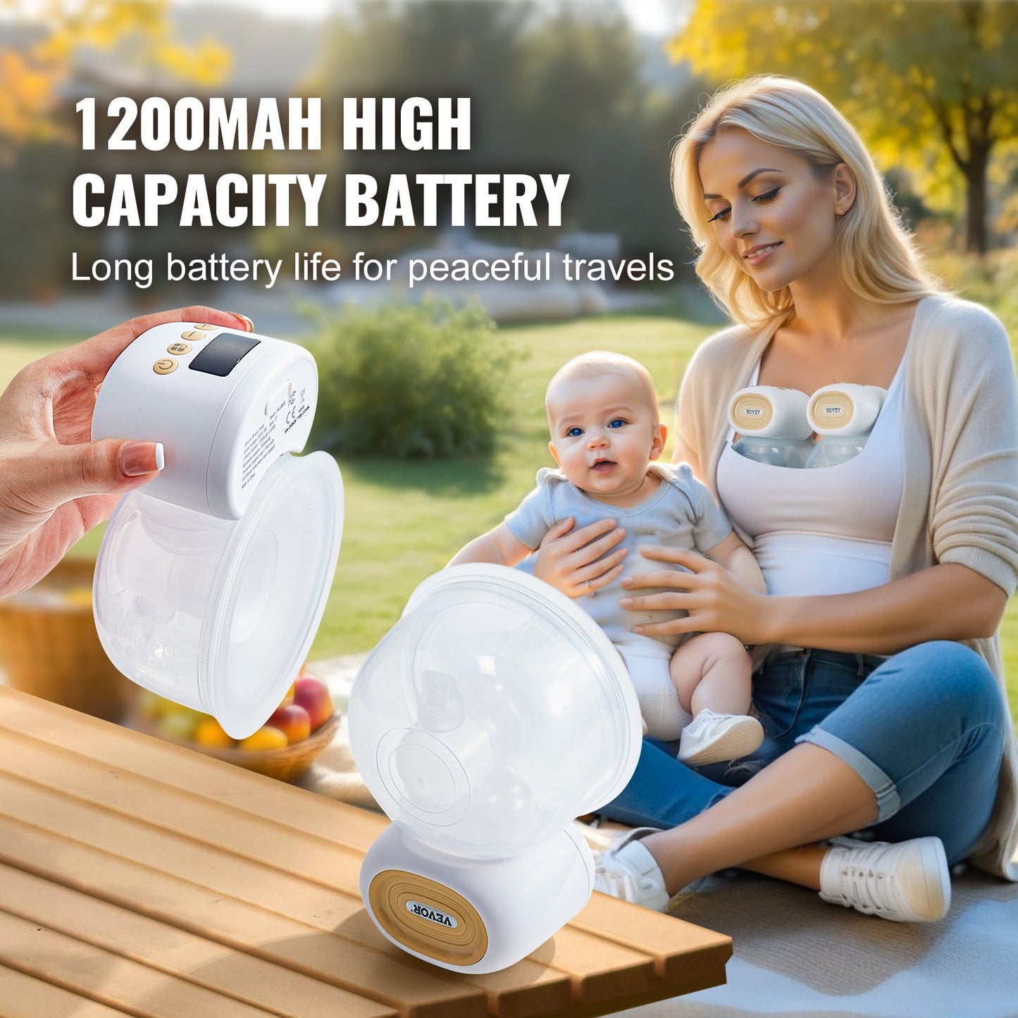 Breast Pump, Wearable Electric Breast Pumps Hands Free, 4 Mode & 12 Levels, 300mmHg Strong Suction, Ultra-Quiet Rechargeable Portable Breastfeeding Pump with LED Display, 24mm Insert/28mm Flange