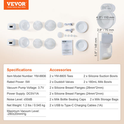 Breast Pump, Wearable Electric Breast Pumps Hands Free, 4 Mode & 12 Levels, 300mmHg Strong Suction, Ultra-Quiet Rechargeable Portable Breastfeeding Pump with LED Display, 24mm Insert/28mm Flange