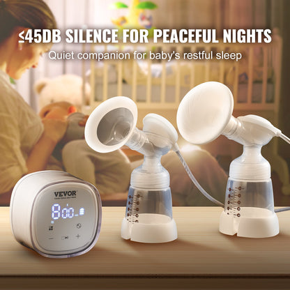Breast Pump, Double Electric Breast Pumps, 4 Modes & 16 Levels, 300mmHg Strong Suction, 2800mAH Rechargeable Anti-Backflow Breastfeeding Pump with LED Display, 18/21mm Inserts, 24/28mm Flanges