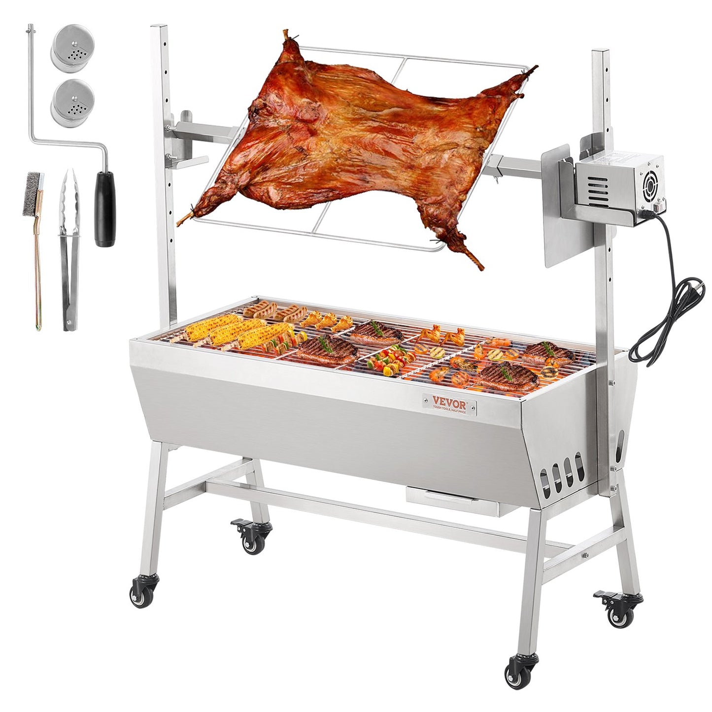 Bräter Spieß Rotisserie BBQ Grill Schwein Lamm Hähnchen Braten 42W 135 lbs