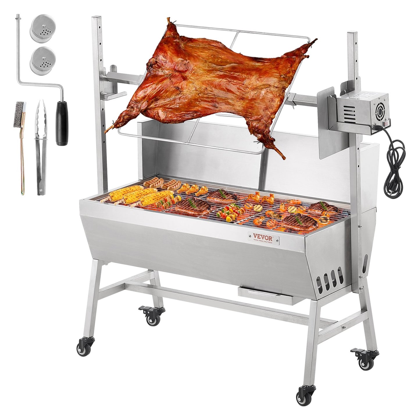 Bräter Spieß Rotisserie BBQ Grill Schwein Lamm Hähnchen Braten 42W 135LBS