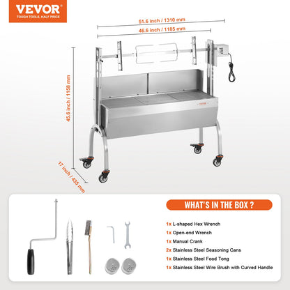 Roaster Spit Rotisserie BBQ Grill Gris Lamm Kyckling Roaster 52W 198LBS