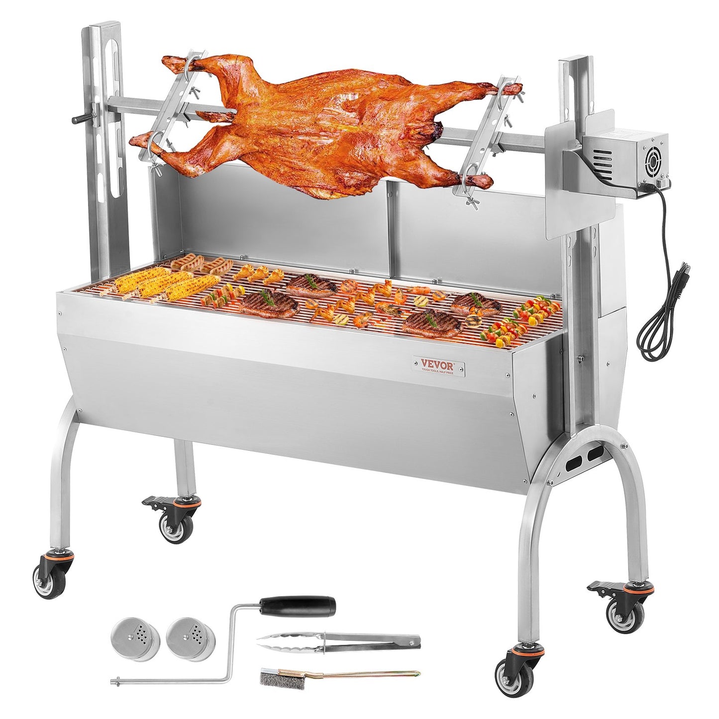 Roaster Spit Rotisserie BBQ Grill Gris Lamm Kyckling Roaster 52W 198LBS