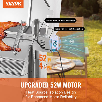 Roaster Spit Rotisserie BBQ Grill Gris Lamm Kyckling Roaster 52W 198LBS