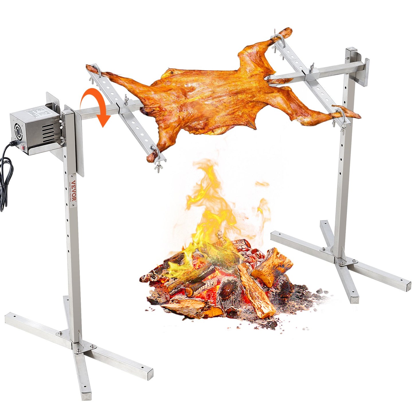46" Elektro-BBQ-Drehspieß-Grill-Set, Edelstahlgrill, 90lb Schweinefleisch/Lammfleisch