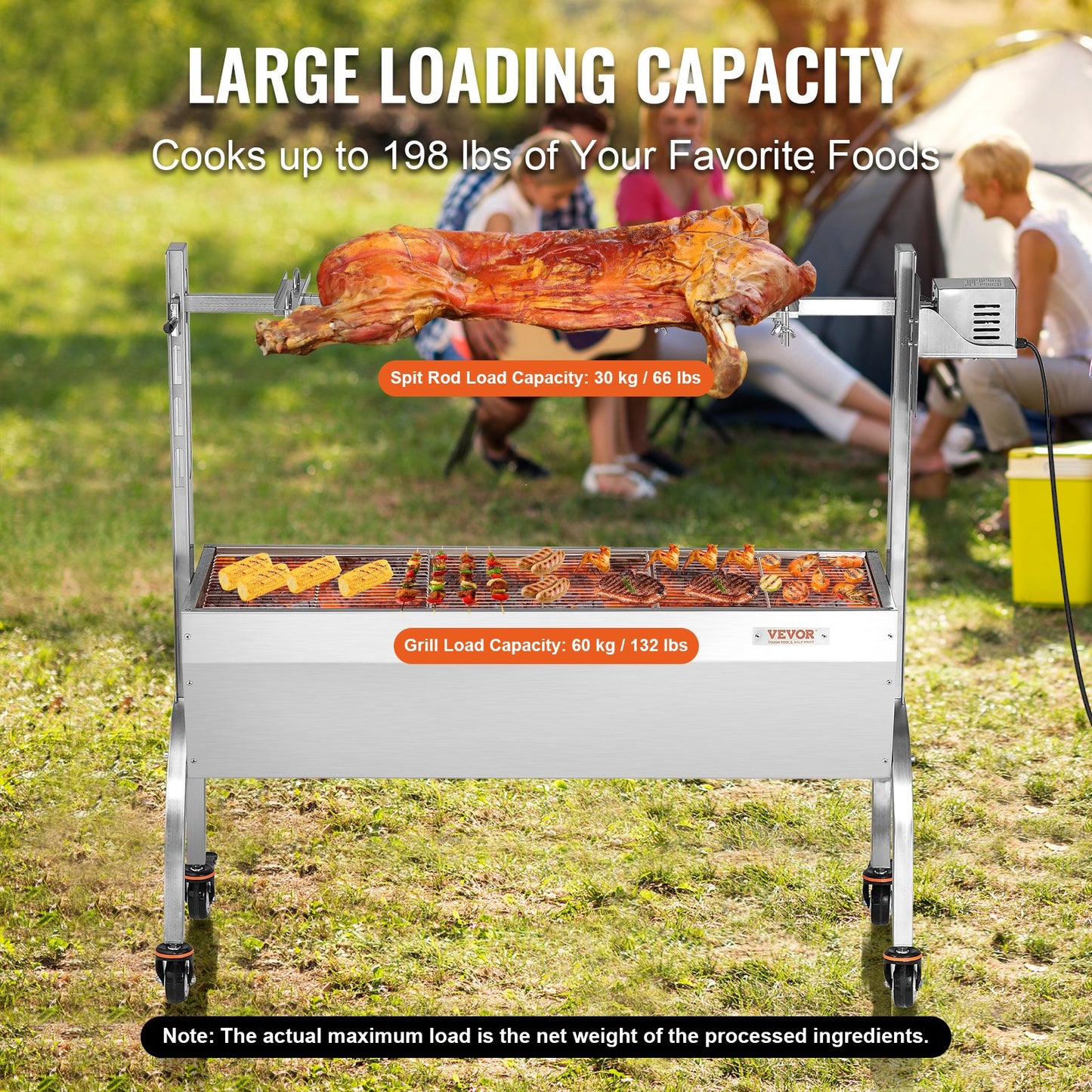 Bräter Spieß Rotisserie BBQ Grill Schwein Lamm Hähnchen Braten 52W 198LBS