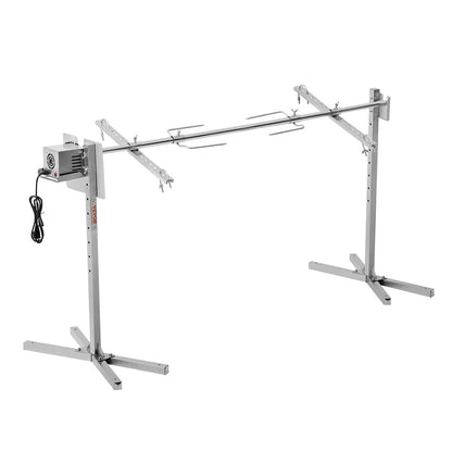 Electric BBQ Rotisserie Grill Kit, 56 Inch 132 lbs Capacity, Automatic 52W Motor Height Adjustable Universal Roaster Stand, Stainless Steel Grilling Kit, Spit Rod with Heat Shield for Pig Lamb