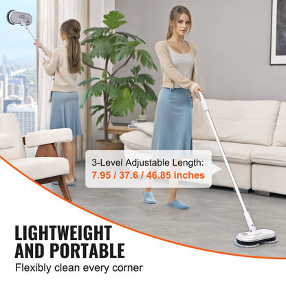 Cordless Electric Mop, Up to 70 mins Powerful Battery, Electric Spin Mop with Dual Spinning Heads, 4 Microfiber Pads & 2 Floor Scrubber Pads, for Hardwood/Bathroom/Tile Floor Cleaning