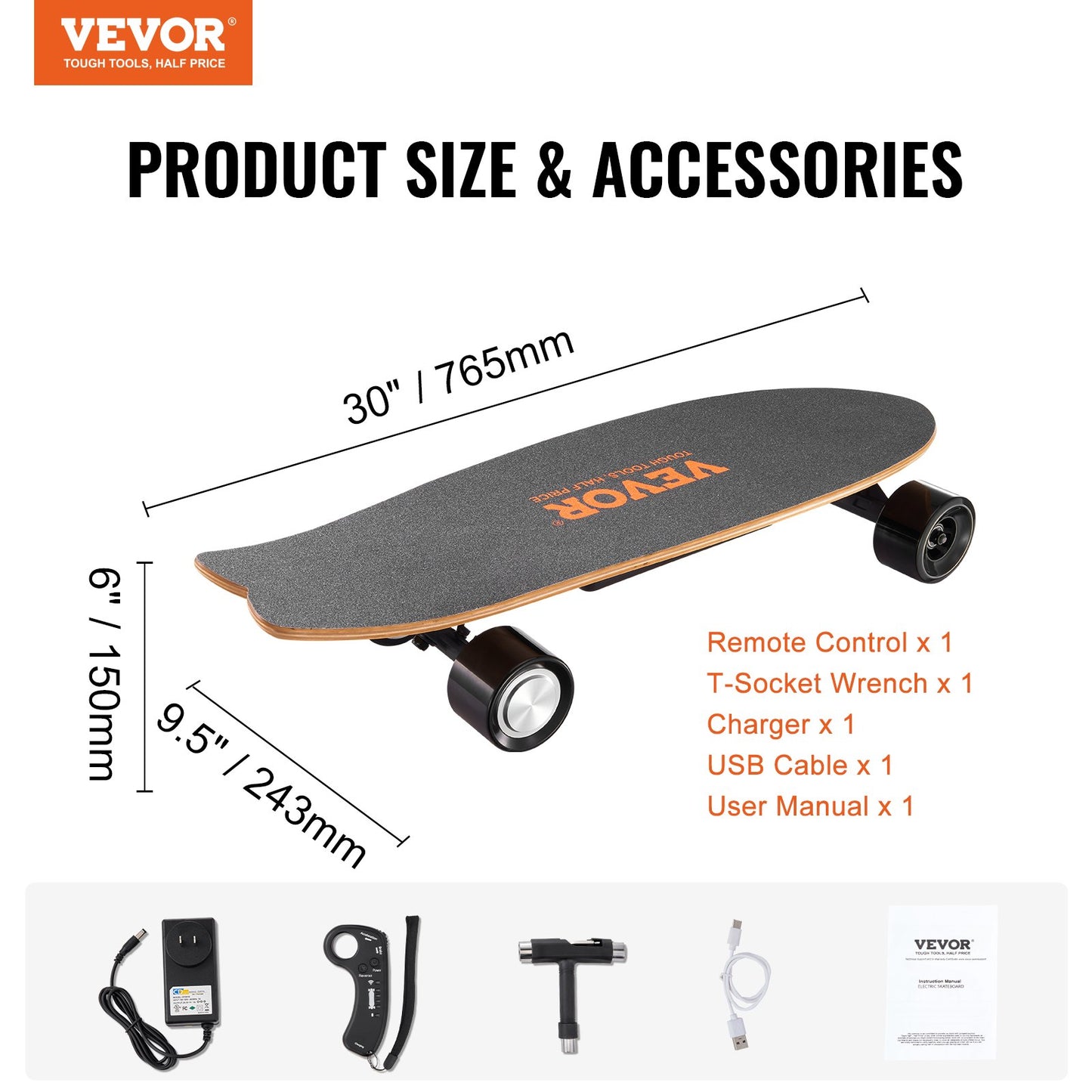 Electric Skateboard with Remote, 13.7 Mph Top Speed & 7.5 Miles Max Range Skateboard Longboard, 3 Speeds Adjustment Skateboards, Easy Carry Handle Design, Suitable for Adults & Teens Beginners