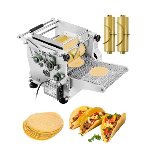 Electric Tortilla Maker, Automatic Corn Tortilla Making Machine with Non-Stick Coating and Two Molds(4 in + 6 in), Electric Chapatti Machine Suitable for Produce Sopes Roti Pita Tortilla Pizza