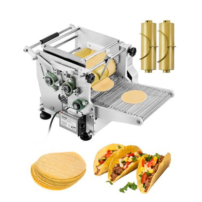 Electric Tortilla Maker, Automatic Corn Tortilla Making Machine with Non-Stick Coating and Two Molds(4 in + 6 in), Electric Chapatti Machine Suitable for Produce Sopes Roti Pita Tortilla Pizza