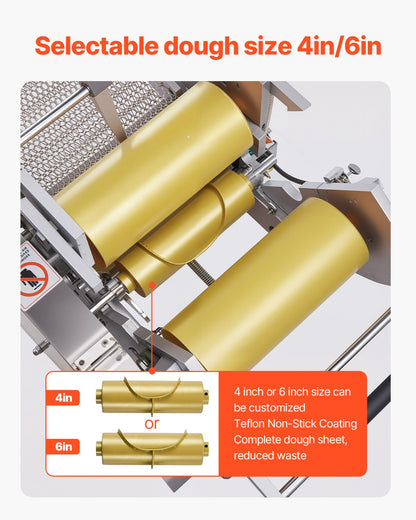 Electric Tortilla Maker, Automatic Corn Tortilla Making Machine with Non-Stick Coating and Two Molds(4 in + 6 in), Electric Chapatti Machine Suitable for Produce Sopes Roti Pita Tortilla Pizza